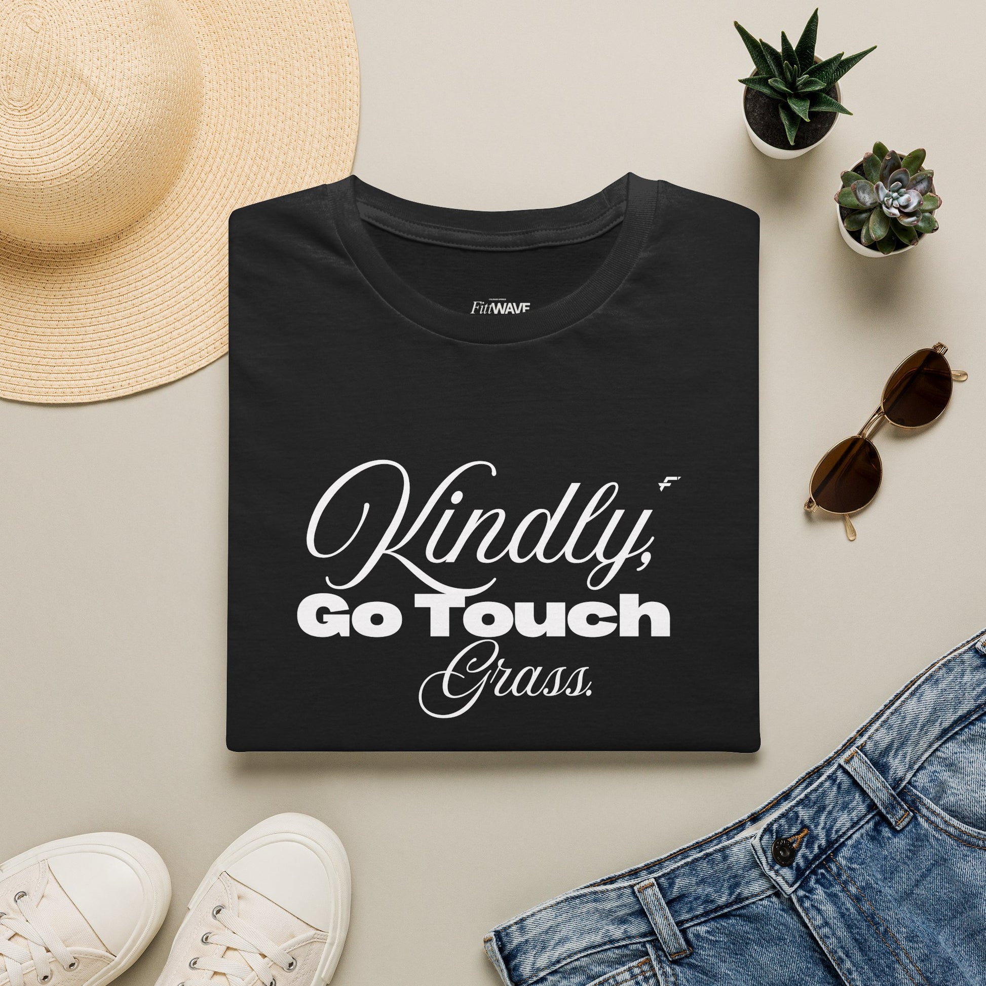 Kindly Go Touch Grass T-Shirt — Funny Relaxation Tee for Him or Her