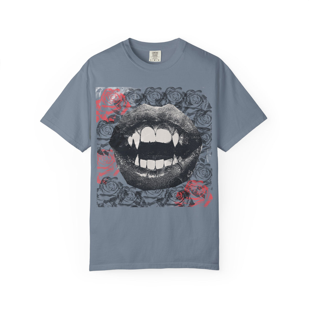 Vintage Halloween Vampire Fangs Mouth Roses T-shirt | Comfort Colors® T Shirt, Retro Sci Fi Vampire Book Lover Graphic Tee