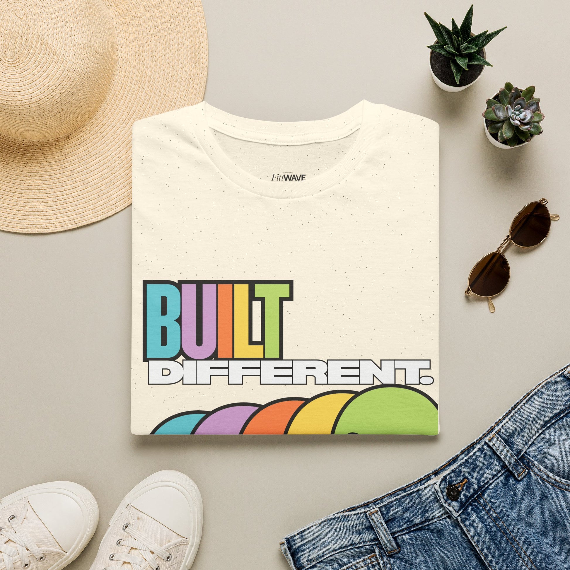 Pride "Built Different" Rainbow Skulls T-Shirt — Colorful Graphic Tee, by FITTWAVE