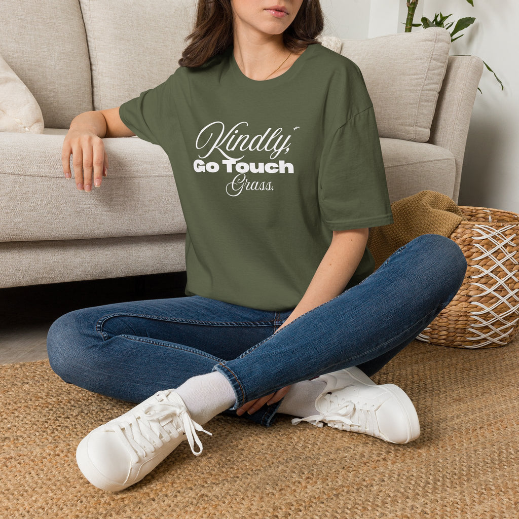 Kindly Go Touch Grass T-Shirt — Funny Relaxation Tee for Him or Her