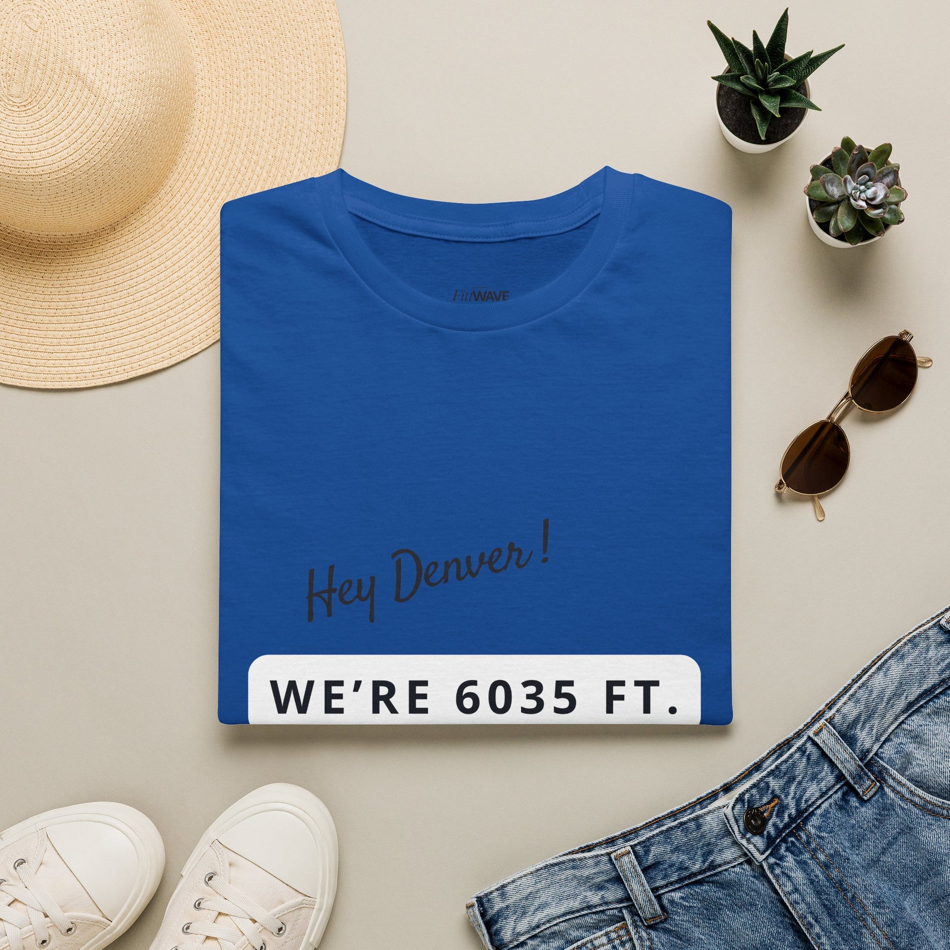Funny Colorado Springs and Denver Elevation T-Shirt – "Hey Denver! We're 6035 ft." Colorado Springs City Pride Unisex Tee.