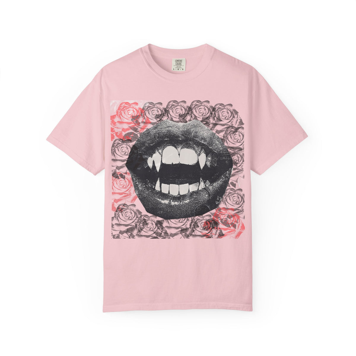 Vintage Halloween Vampire Fangs Mouth Roses T-shirt | Comfort Colors® T Shirt, Retro Sci Fi Vampire Book Lover Graphic Tee