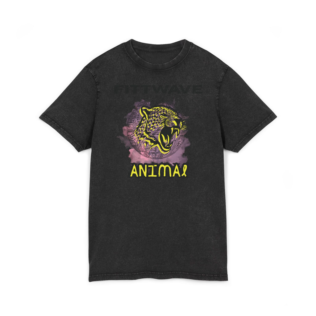 FITTWAVE - ANIMAL Acid Washed Graphic Tee with Animal Print, Vintage Style Shirt, Casual Everyday Wear, GYM WEAR, fitness gear for him, for her
