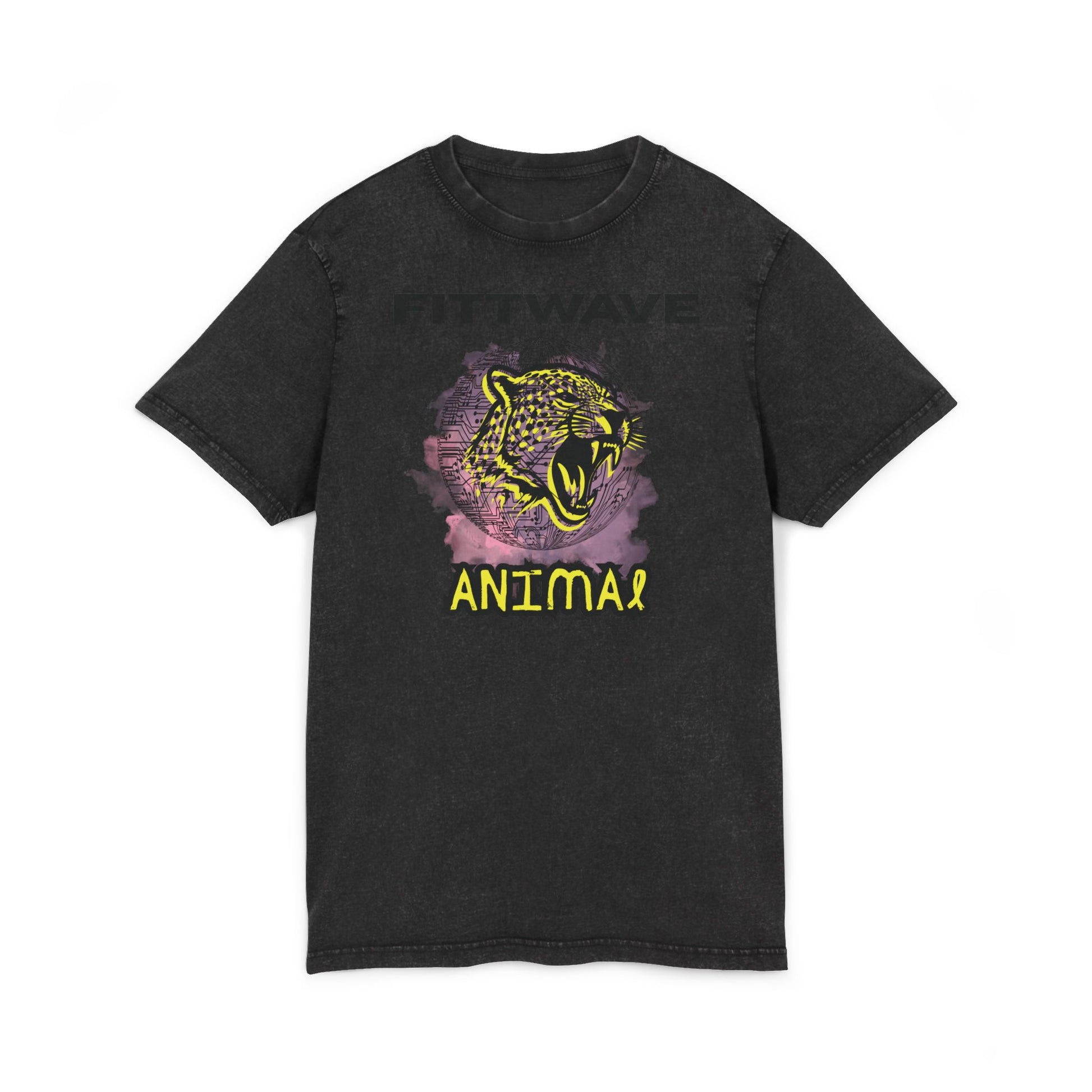 FITTWAVE - ANIMAL Acid Washed Graphic Tee with Animal Print, Vintage Style Shirt, Casual Everyday Wear, GYM WEAR, fitness gear for him, for her