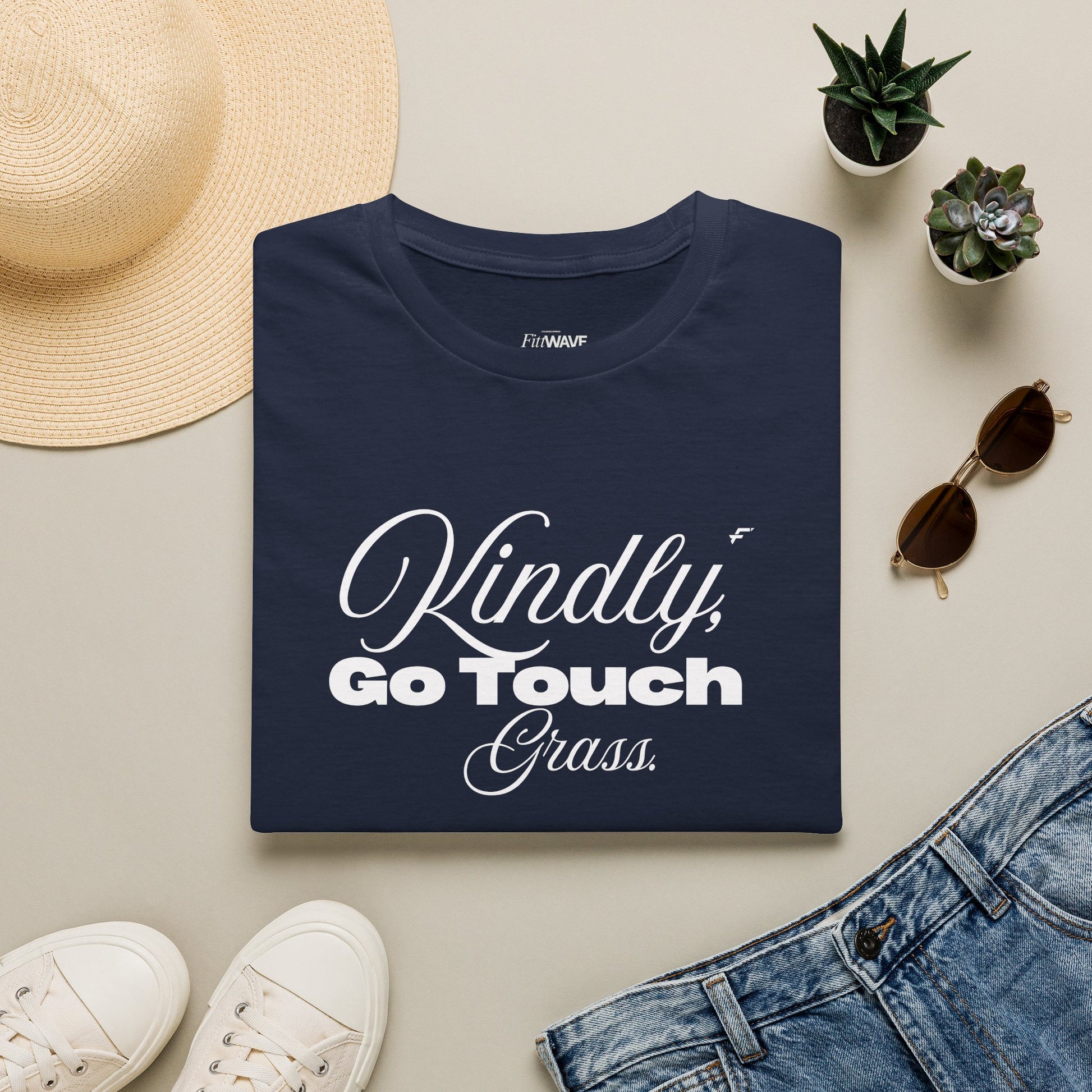 Kindly Go Touch Grass T-Shirt — Funny Relaxation Tee for Him or Her