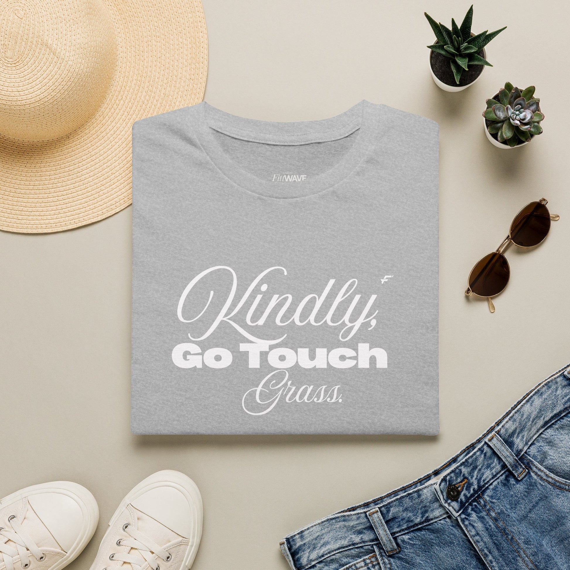 Kindly Go Touch Grass T-Shirt — Funny Relaxation Tee for Him or Her