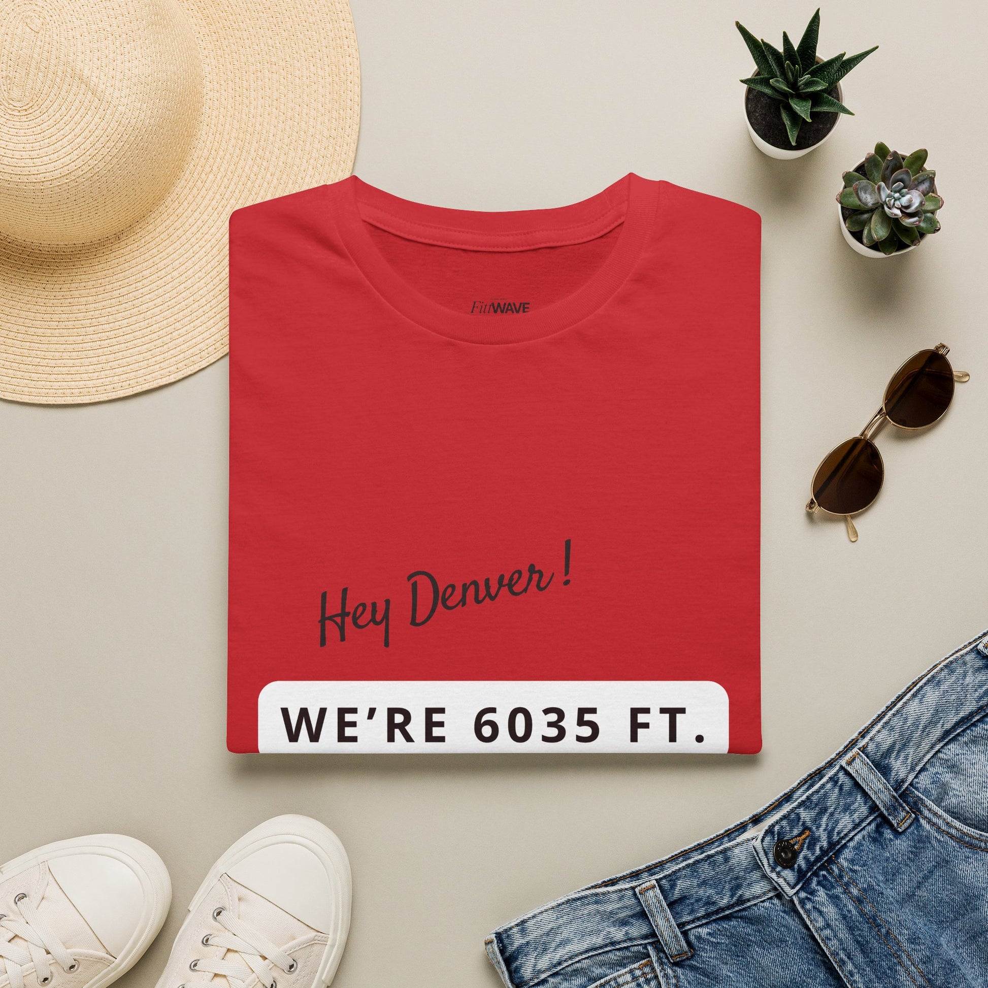 Funny Colorado Springs and Denver Elevation T-Shirt – "Hey Denver! We're 6035 ft." Colorado Springs City Pride Unisex Tee.