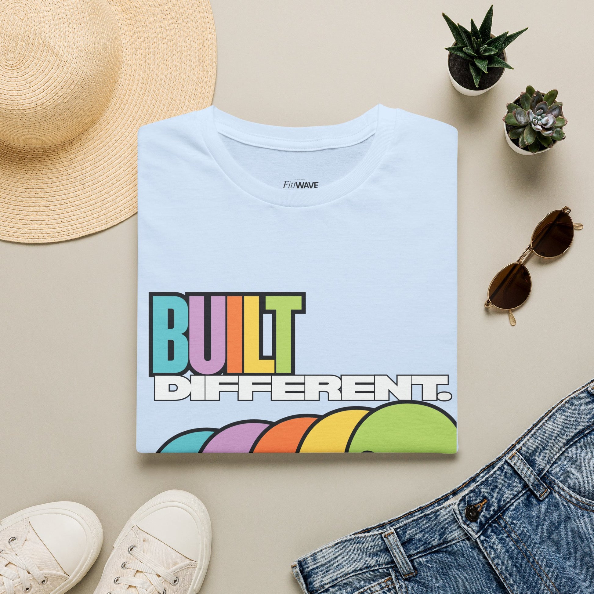 Pride "Built Different" Rainbow Skulls T-Shirt — Colorful Graphic Tee, by FITTWAVE