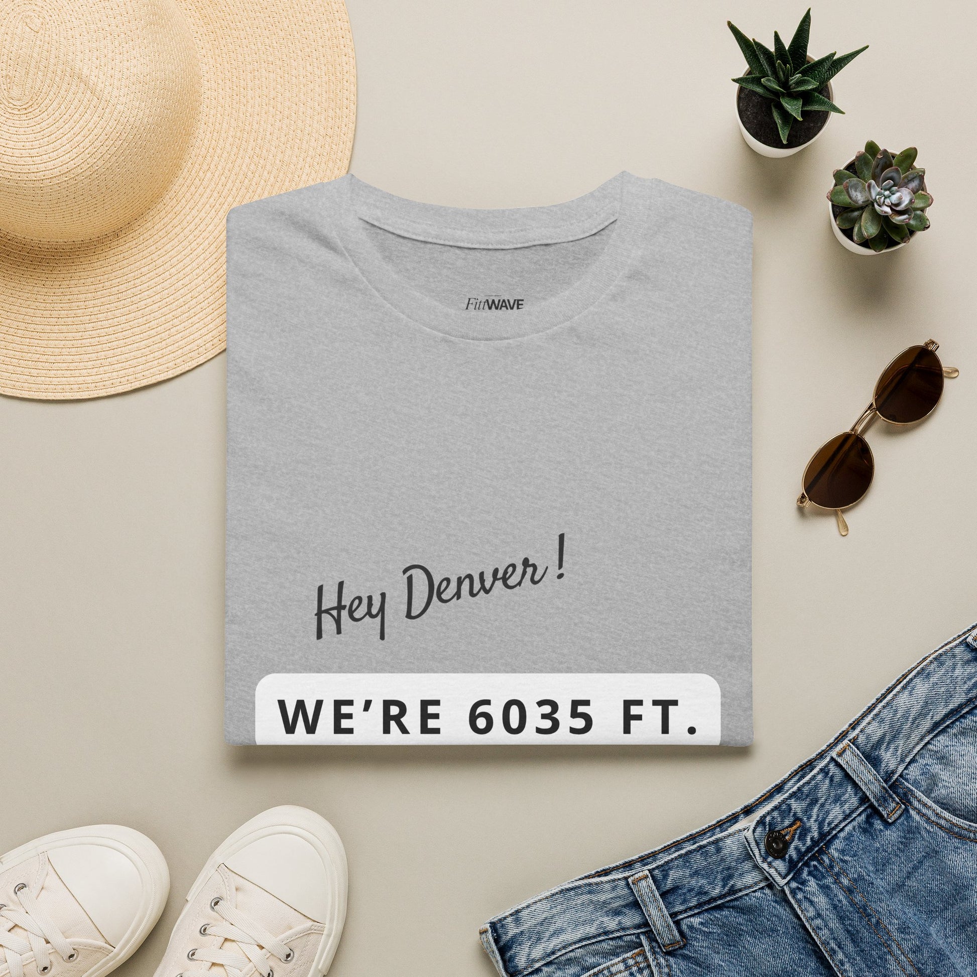 Funny Colorado Springs and Denver Elevation T-Shirt – "Hey Denver! We're 6035 ft." Colorado Springs City Pride Unisex Tee.