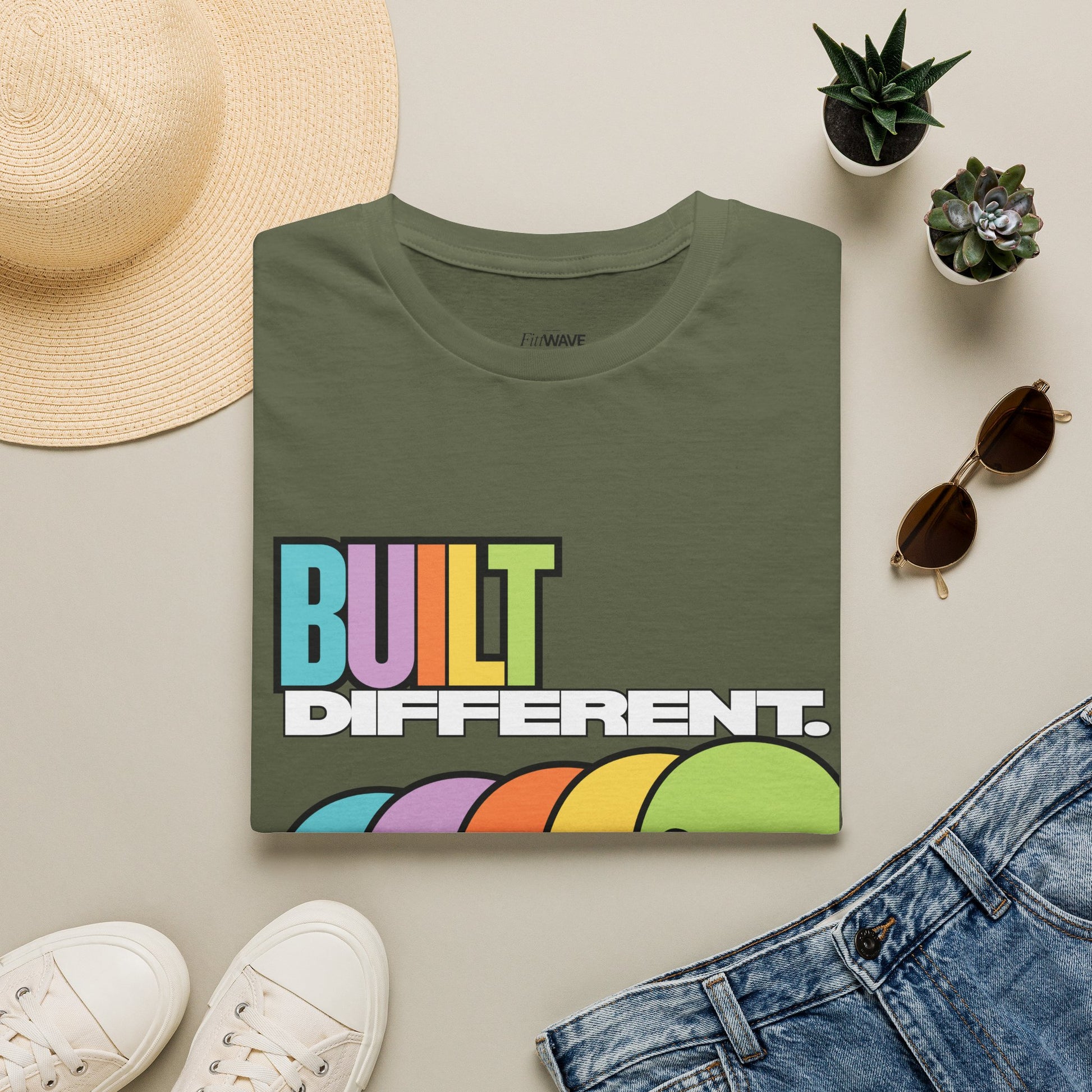 Pride "Built Different" Rainbow Skulls T-Shirt — Colorful Graphic Tee, by FITTWAVE