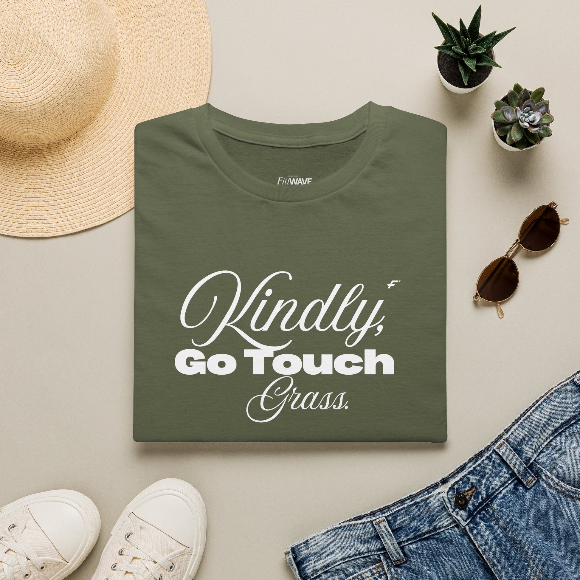 Kindly Go Touch Grass T-Shirt — Funny Relaxation Tee for Him or Her