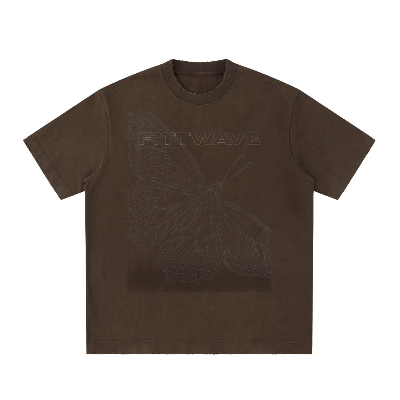Unisex Heavyweight Vintage Washed Frayed Hem Moth To Flame Cotton T-shirt