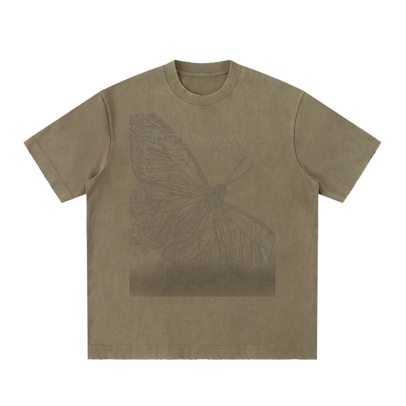 Unisex Heavyweight Vintage Washed Frayed Hem Moth To Flame Cotton T-shirt