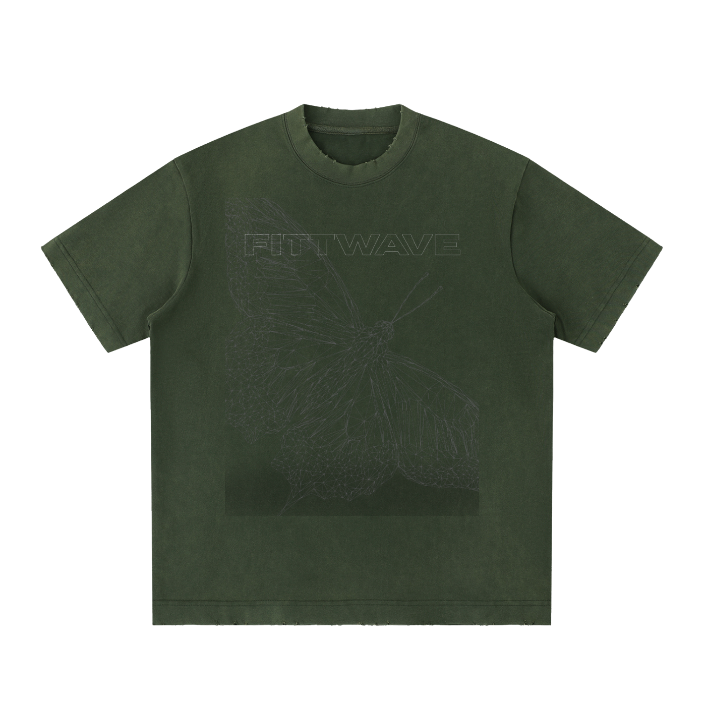 Unisex Heavyweight Vintage Washed Frayed Hem Moth To Flame Cotton T-shirt