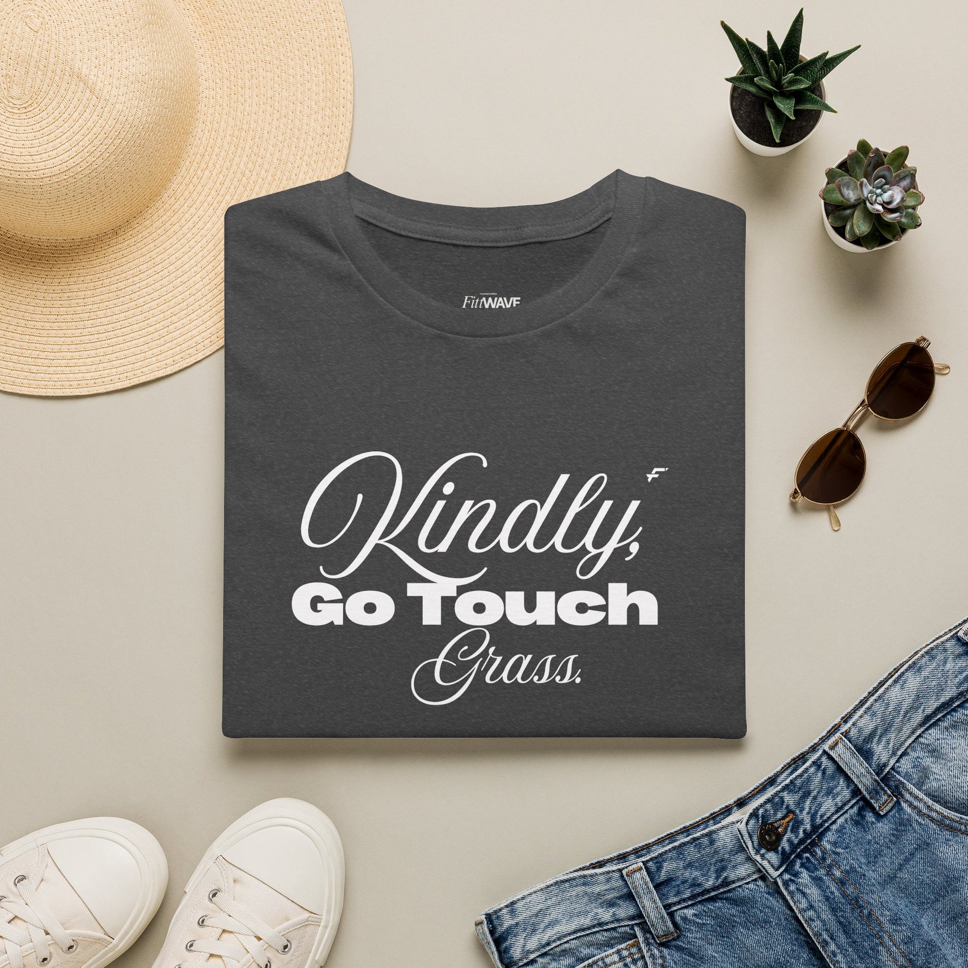 Kindly Go Touch Grass T-Shirt — Funny Relaxation Tee for Him or Her