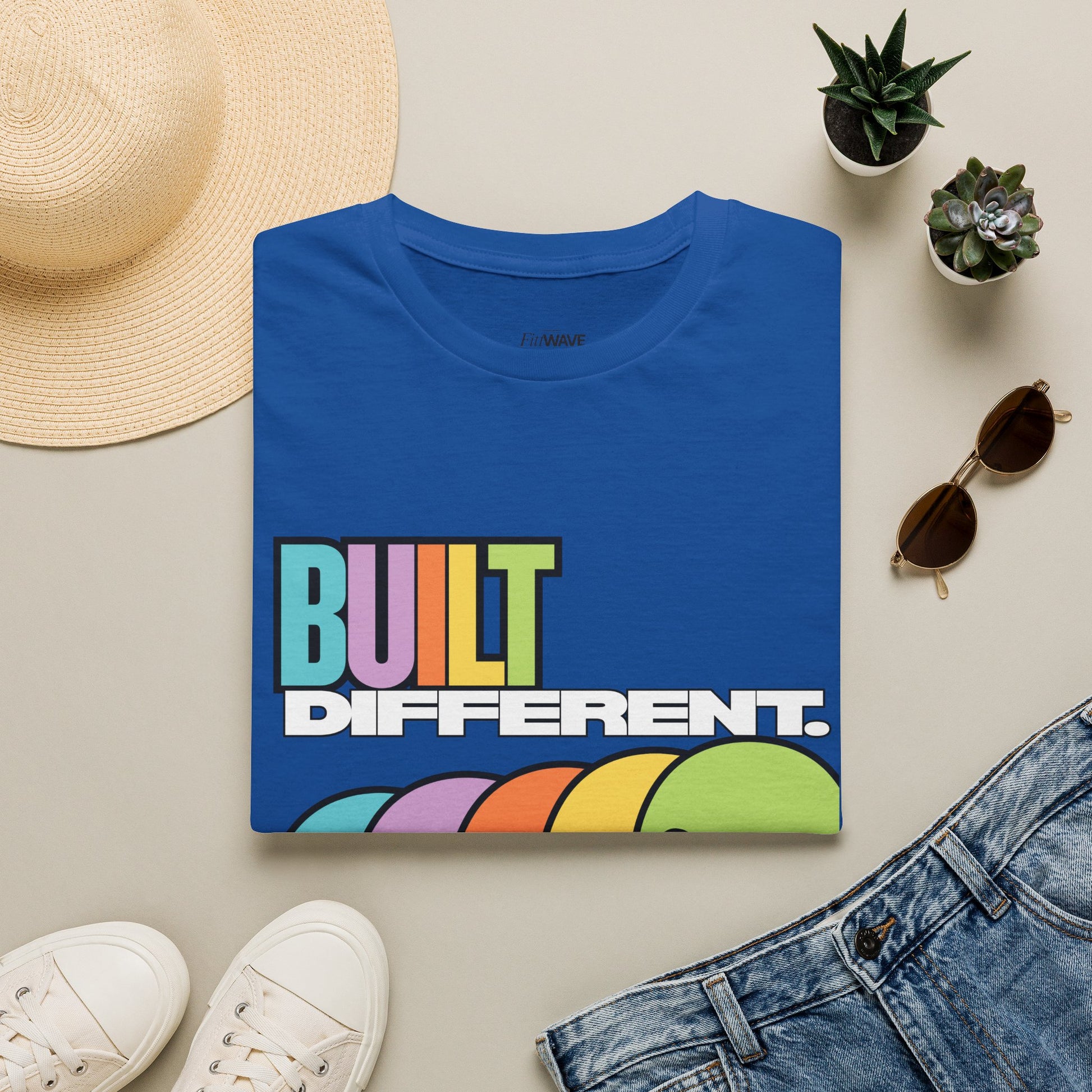 Pride "Built Different" Rainbow Skulls T-Shirt — Colorful Graphic Tee, by FITTWAVE