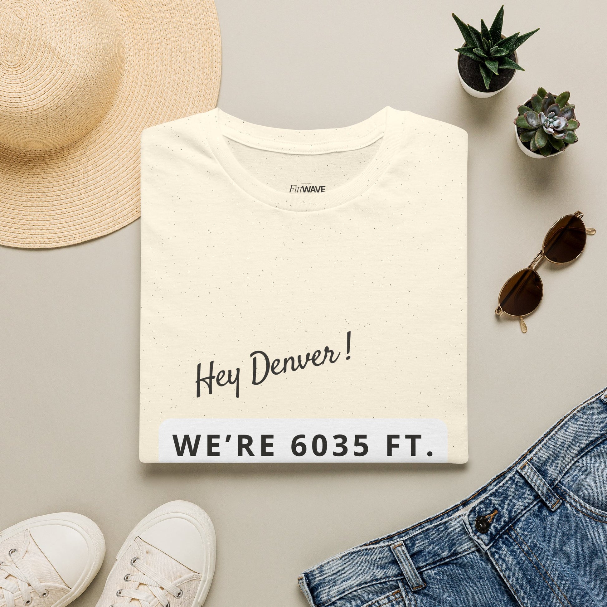 Funny Colorado Springs and Denver Elevation T-Shirt – "Hey Denver! We're 6035 ft." Colorado Springs City Pride Unisex Tee.