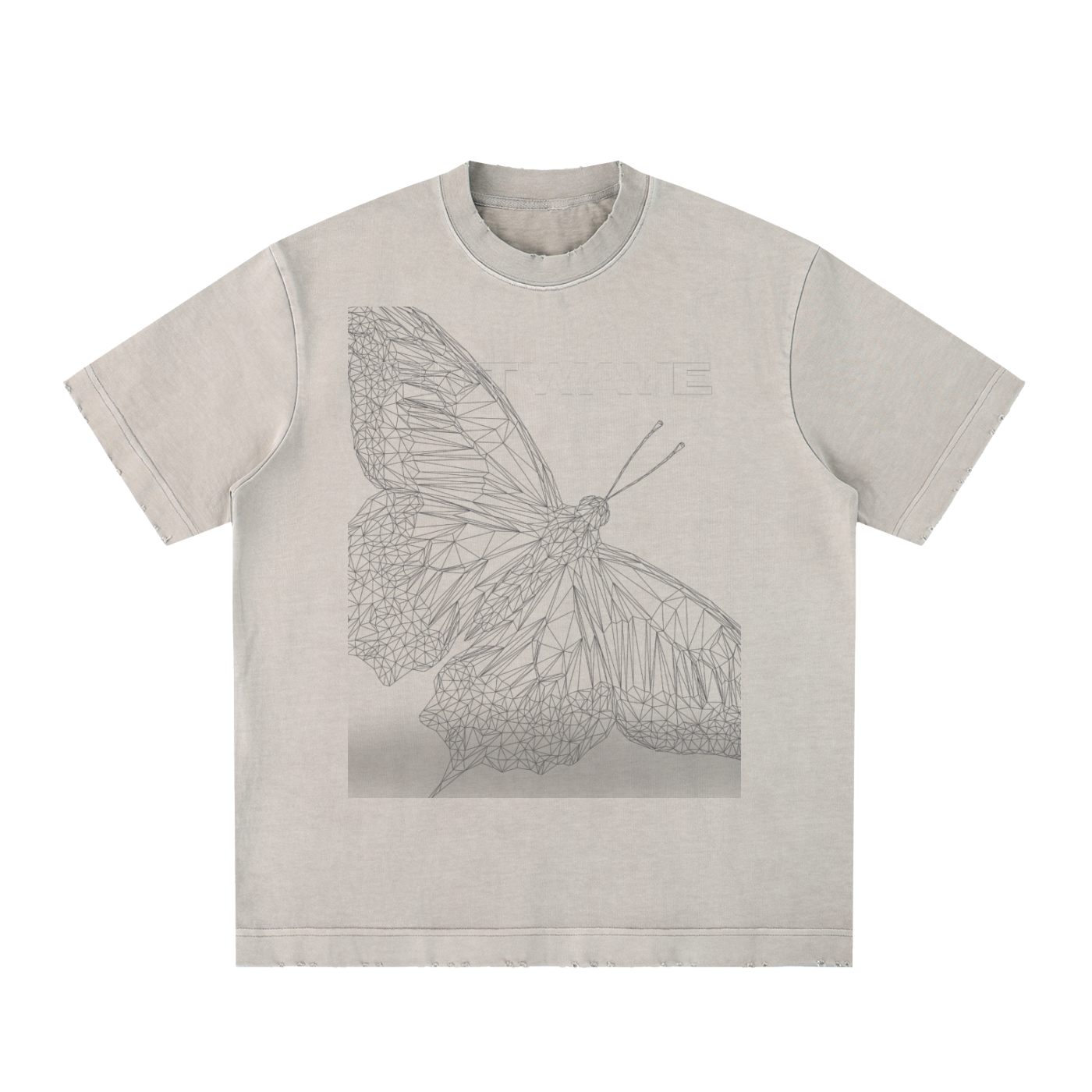 Unisex Heavyweight Vintage Washed Frayed Hem Moth To Flame Cotton T-shirt