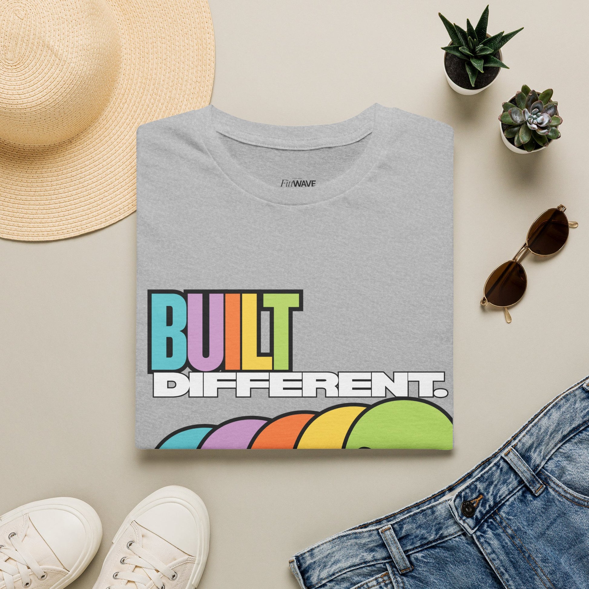 Pride "Built Different" Rainbow Skulls T-Shirt — Colorful Graphic Tee, by FITTWAVE